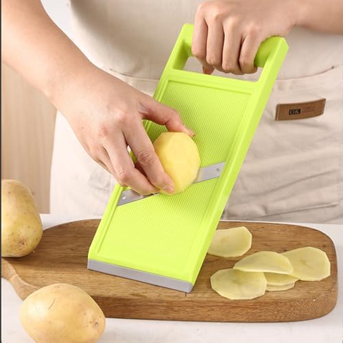 Plastic Vegetable Chip Maker with Stainless Steel Blades,Durable Yellow Vegetable Chopper,Easy to Clean,Multipurpose Potato Chip Slicer for Kitchen Cooking - view 4