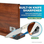 Magnetic Knife Block with Built-in Sharpener, Double-Sided Countertop Magnetic Knife Holder, Holds Up to 12 Knives & Metal Kitchen Tools, Brown - view 5