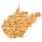 Destination West Virginia State Shaped Cutting Board