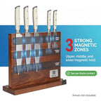 Magnetic Knife Block with Built-in Sharpener, Double-Sided Countertop Magnetic Knife Holder, Holds Up to 12 Knives & Metal Kitchen Tools, Brown - view 3