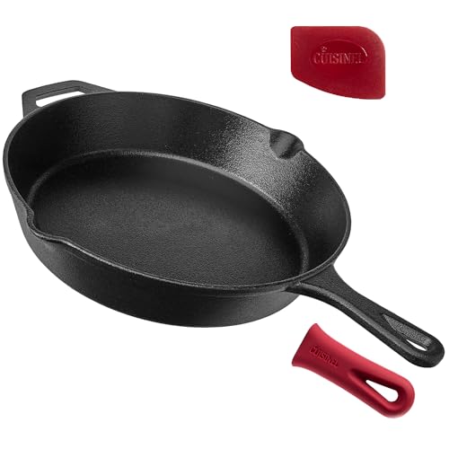 12-Inch Large Cast Iron Skillet, Pre-Seasoned Frying Pan