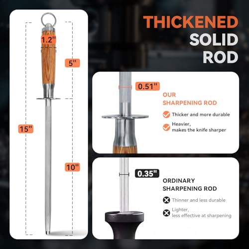 Knife Sharpener Rod German High Carbon Steel Honing Rod, 10'' - view 4