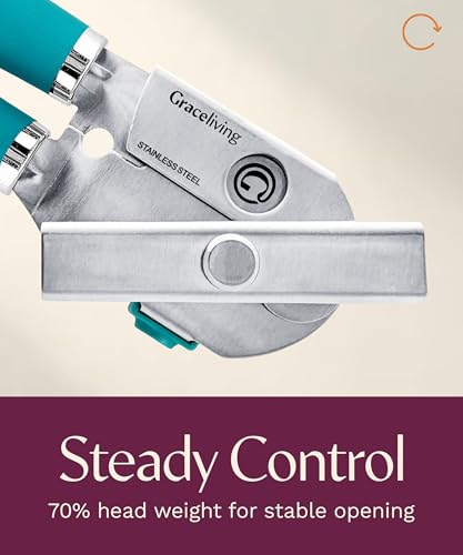 Heavy Duty Manual Can Opener with Magnetic Lid Lifter, Teal - view 6