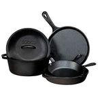 Seasoned Cast Iron 5 Piece Bundle. 10.5" Griddle, 8" Skillet, 10.25" Skillet, 10.25" Dutch Oven, and 10.25" Lid & ASAHH41 Silicone Assist Handle Holder, Red - view 2