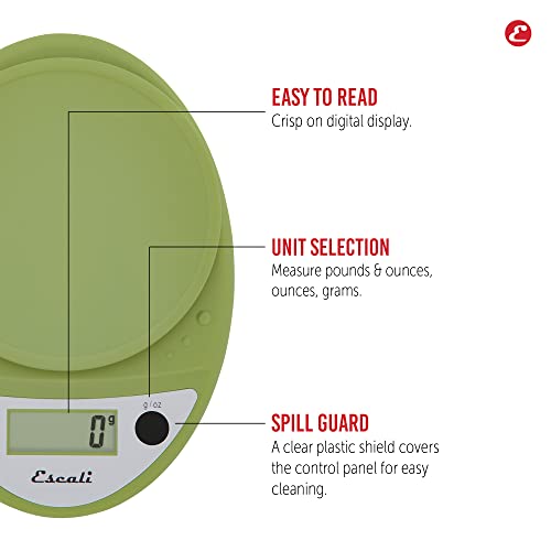 Primo Digital Food Scale Multi-Functional Kitchen Scale and Baking Scale for Precise Weight Measuring and Portion Control, 8.5 x 6 x 1.5 inches, Tarragon Green - view 3