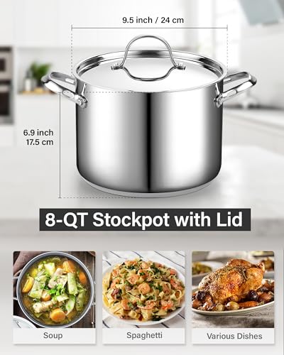 8 Quart Stainless Steel Stock Pot - Induction Compatible - view 4