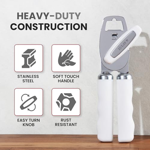 Manual Can Opener Heavy Duty Patented Stainless Steel, White - view 3