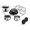 Hybrid Nonstick 14-Piece Cookware Set, 8", 10", and 12" Pans with Lids, 2, 3, and 8Qt Pots with Lids, and 2 Silicone Trivets, Stay-Cool Handles, Dishwasher and Oven-Safe, Induction Ready