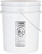 House Naturals 5 Gallon Premium HPDE Plastic Bucket - Made in USA Food Grade Storage Container, BPA Free All Purpose Pail (2, White)