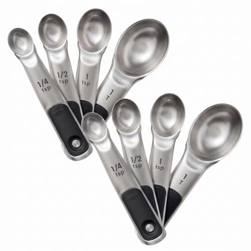 Good Grips 4 Piece Stainless Steel Measuring Spoons with Magnetic Snaps, (Pack of 2)