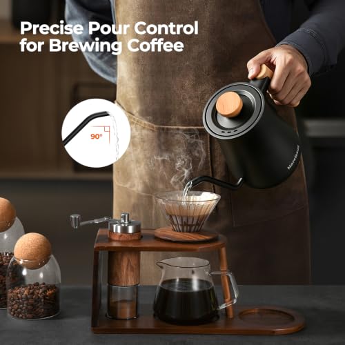 Gooseneck Electric Kettle with Temperature Control ±1°F Precision, P901 Pour Over Coffee & Tea Kettle, 0.9 Liter & 1200W Rapid Boil, Max 6 Hours Keep Warm, 304 Stainless Steel, BPA-Free - view 2