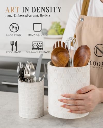 Ceramic Utensil Holder for Kitchen Counter Organizer, Set of 2 - view 2