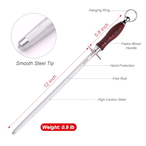 12" Professional Knife Sharpener Fine Honing Rod - view 2