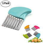 Crinkle Cutter Cutting Tool French Fry Slicer Potato Cutter Blue 1pcs - view 4