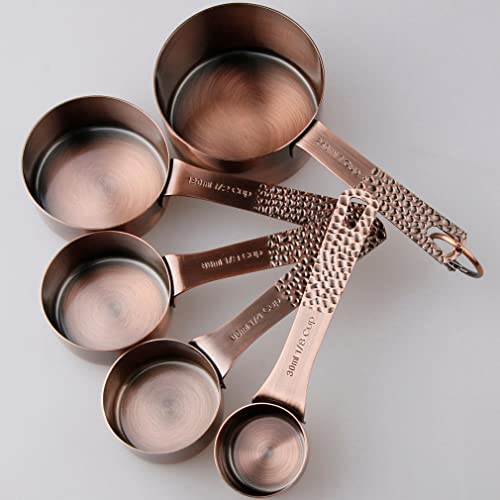 Copper Measuring Cups and Spoons Set 13, Stainless Steel Measuring Cups and Spoons Set for Baking and Kitchen, Metal Metric & US Measuring Set - view 5
