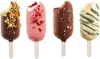 Lékué Set of 4 Classic Creamy Ice Cream Molds + Toppings Container | Fun Shape Homemade Freezer Ice Pops | Flexible Platinum Silicone for Easy Fill & Unmold | Reusable & Dishwasher Safe| Brown
