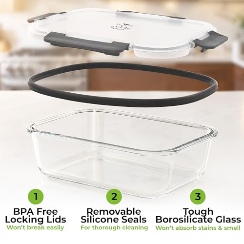 Glass Storage Containers with Lids, Premium BPA Free 36oz - view 6