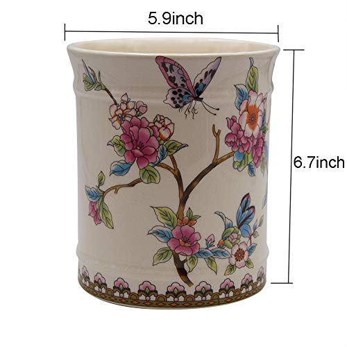 Utensil Crocks Extra Large Kitchen Utensil Holder for Countertop Ceramic Cooking Utensils Butterfly Ice Crack - view 5