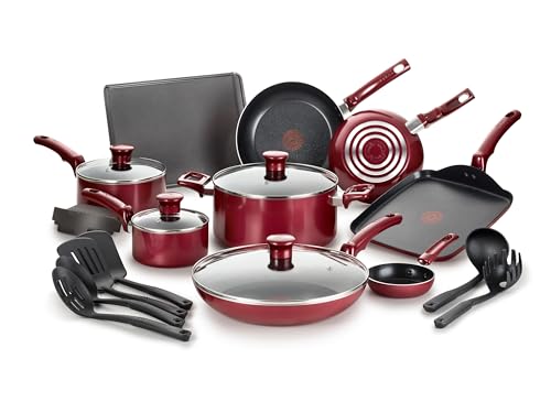 Essence, 20 Piece Non-Stick pots and pans Cookware Set, Red