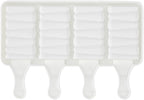Pastry Tek 4 Cavities Popsicle Mold, 1 Rectangle Cakesicle Mold - Flexible, Freezable, White Silicone Cake Popsicle Mold, Easy Release, For Baking - Restaurantware
