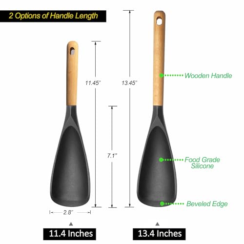 Cooking Spoons, Nonstick Silicone Spatula Spoon Set, 11"+13", Black - view 2