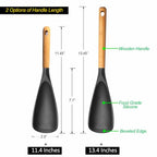 Cooking Spoons, Nonstick Silicone Spatula Spoon Set, 11"+13", Black - view 2