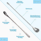 2 Pcs 12 Inch Bar Mixing Spoon Cocktail Spoon Stainless Steel Bar Long Spoon With Spiral Pattern - view 3