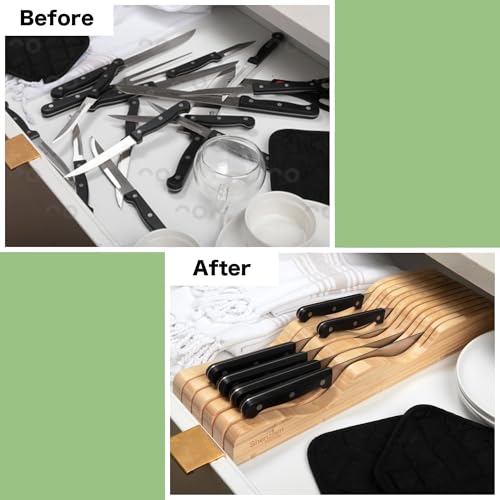 Bamboo In-Drawer Knife Block – 11 Slot, Holds 10-12 Knives - view 4