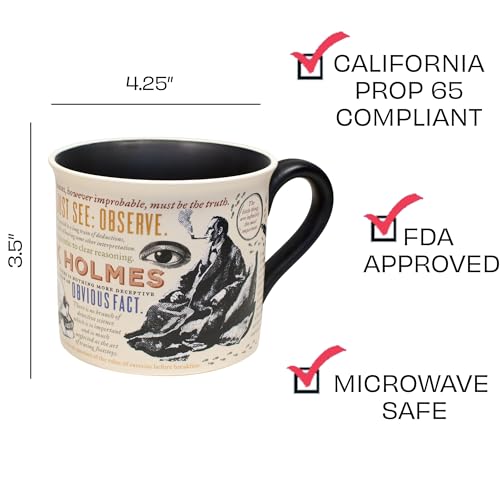 Sherlock Holmes Coffee Mug - Features Holmes Quotes, Rules of Deduction, Intriguing Images, and Sidney Paget's Portrait, Comes in a Fun Box - view 2