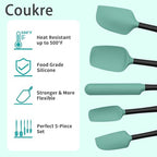 Silicone Spatula Set of 5,High Temperature Resistant, Food Grade Silicone, Dishwasher Safe, for Baking, Cooking (Aqua Green) - view 3