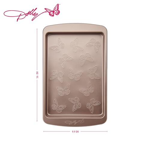 Butterfly Stamp Small Baking Sheet Carbon Steel Nonstick Bakeware with Textured Butterfly Design, Durable Rolled Rim, Oven Safe to 450F, Perfect for Cookies, Pastries and Pizza - view 2