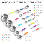 Measuring cups and magnetic measuring spoons set, stainless steel measuring cups, 6 double-sided stainless steel measuring spoons & 1 leveler (12) - view 2