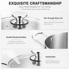 8 Quart Stock Pot, Tri-Ply Stainless Steel Pasta Pot with Lid - view 3