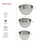 Stainless Steel Mixing Bowls, Set Of 3 - view 2