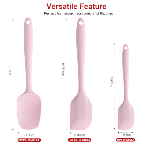Silicone Spatula Set - Rubber Spatula - 600°F Heat Resistant Baking Spoon & Spatulas (Pink) - view 4