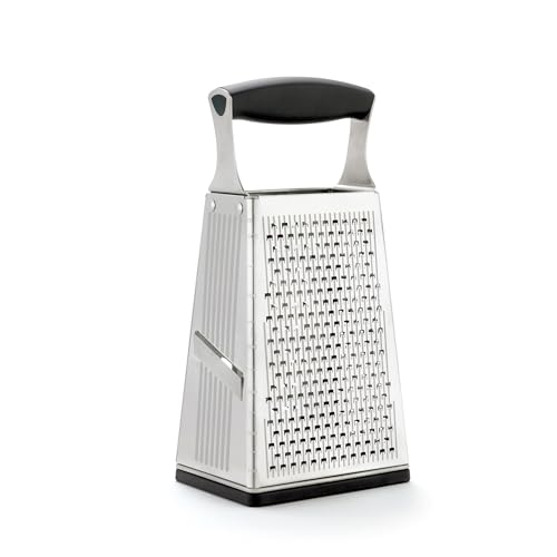 Stainless Steel Cheese Grater with Handle, 4 Sided Box Grater for Kitchen, Ginger Grater Dishwasher Safe, Fruit and Vegetables Slicer, Cheese Shredder for Potato, Chocolate, Parmesan, Ginger - view 2