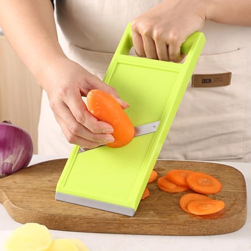 Plastic Vegetable Chip Maker with Stainless Steel Blades,Durable Yellow Vegetable Chopper,Easy to Clean,Multipurpose Potato Chip Slicer for Kitchen Cooking - view 2