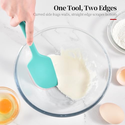 600ºF Heat Resistant Silicone Spatula Spoonula Set of 2, Aqua Sky - view 4