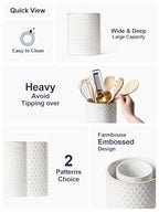 Ceramic Utensils Holder for Kitchen Countertop, Arctic White - view 3