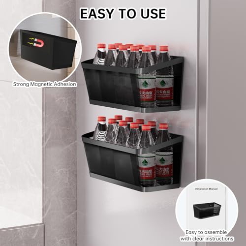 2Pcs Magnetic Spice Rack for Refrigerator, Black Magnetic Shelves - view 6