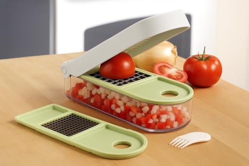 Vegetable Chopper – Original As Seen On TV Food Dicer with 2 Stainless Steel Blades, Large 2-Cup Container, Cleaning Tool, Dishwasher Safe Onion & Vegetable and Fruit Cutter - view 3