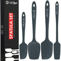 Silicone Spatula Set 600°F - High Heat Resistant Nonstick, Small and Large Kitchen Spatulas - Flexible BPA Free Professional Grade Cookware - Utensils for Cooking, Baking, Mixing(4 Pcs, Grey)