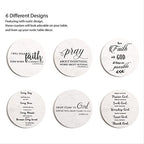 Coasters for Drinks with Bible Verses, Set of 6 Absorbent Drinks Coasters with Holder Ceramic Drink Coaster with Cork Backing for Table Protection, Christian Coasters, Christian Gifts - view 7