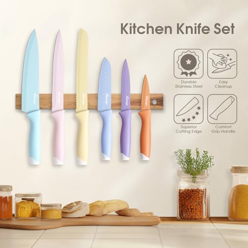 Knife Set, 13 PCS Colorful Kitchen Knives Set with 6 Blade Guards - view 6