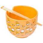Sanrio Gudetama Yellow Egg, Ramen Bowl with Chopsticks, 20oz