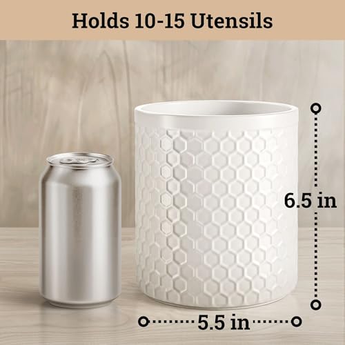 Ceramic Utensil Holder for Kitchen Counter w/ Anti-Slip Base 5.5"W x 6.5"H - view 6