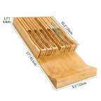 Bamboo Knife Drawer Organizer, Knife Drawer Organizer Insert, Kitchen Drawer Knife Block for 12 Knives and a PLUS Slot for your Knife Sharpener (Without Knives) - view 3