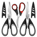 All Purpose Kitchen Shears with Protective Sheath, Heavy Duty 3 Pack Kitchen Scissors with Serrated Blade, Stainless Steel Cooking Scissors for Poultry, Food, Vegetables