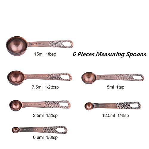 Copper Measuring Cups and Spoons Set 13, Stainless Steel Measuring Cups and Spoons Set for Baking and Kitchen, Metal Metric & US Measuring Set - view 3
