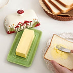Ceramic Butter Dish with Lids - Mushroom Butter Containers, White - view 5